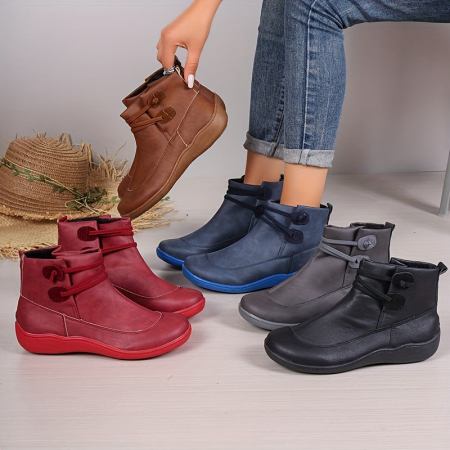 Comfortabele Platte Dames Enkellaarsjes van Imitatieleer