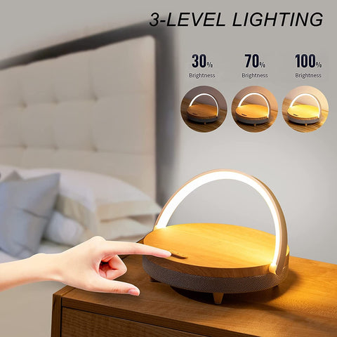 Bluetooth 5.0 speaker met LED lamp en draadloze oplader