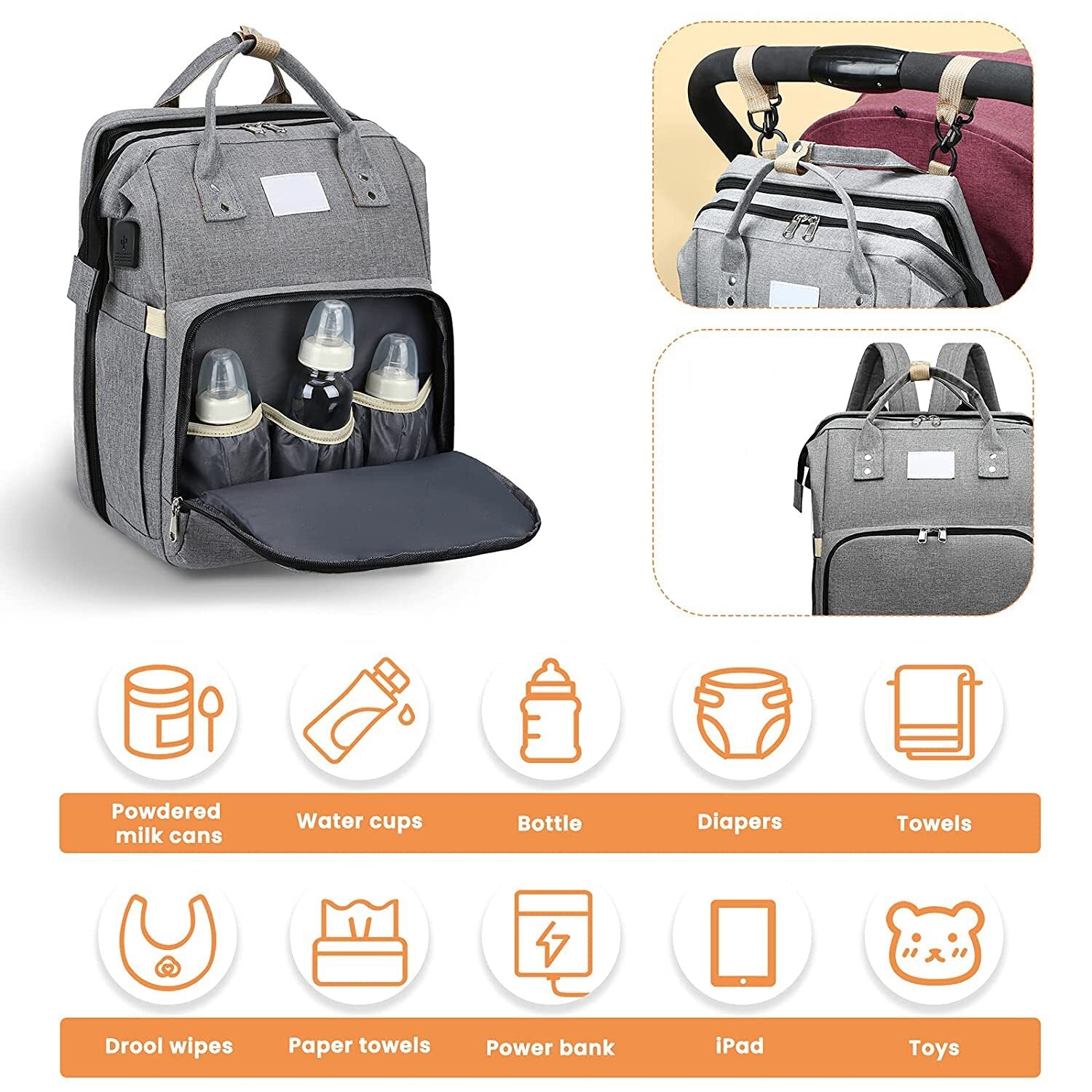 Smart Mama alles-in-één luiertas – Inclusief uitvouwbaar bedje en USB-oplader - Afbeelding 2