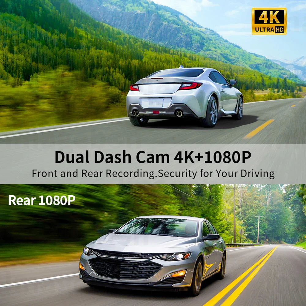 QuickView - 10.26" 4K Dash Cam met draadloze CarPlay, Android Auto, 5G WiFi en GPS - Afbeelding 3