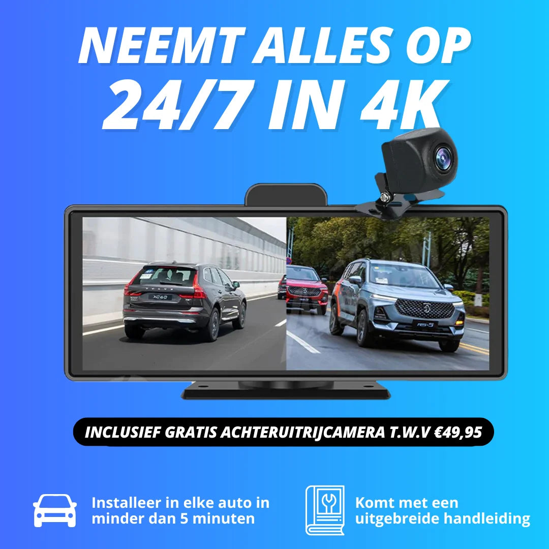 SmartDrive - CarPlay en Android Auto 10" display met 4K camera - Afbeelding 5