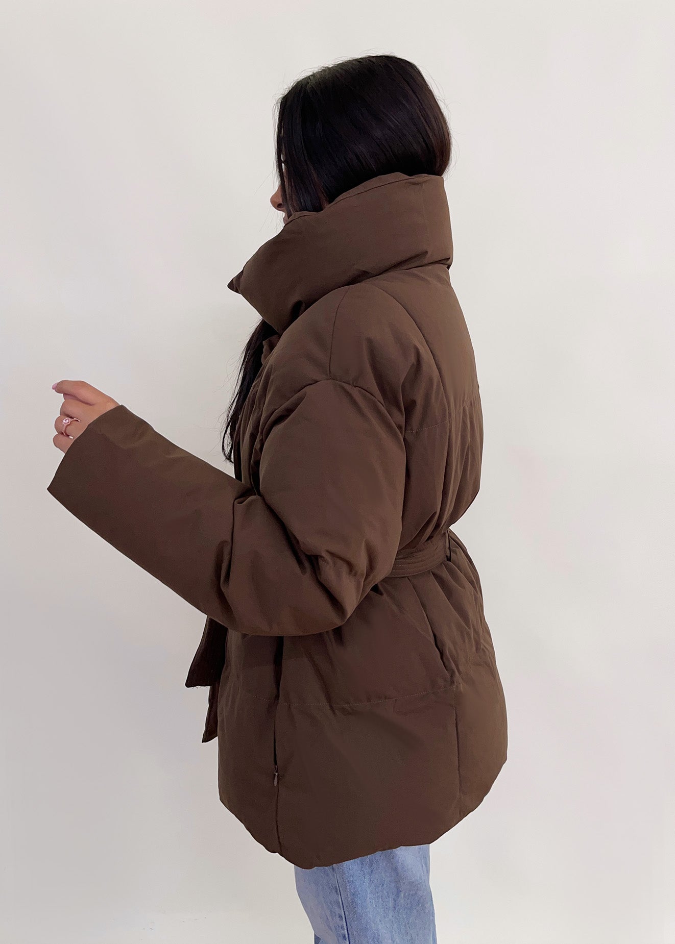 Aurora | Lange gewatteerde damesjas met stijlvolle riem - Afbeelding 7