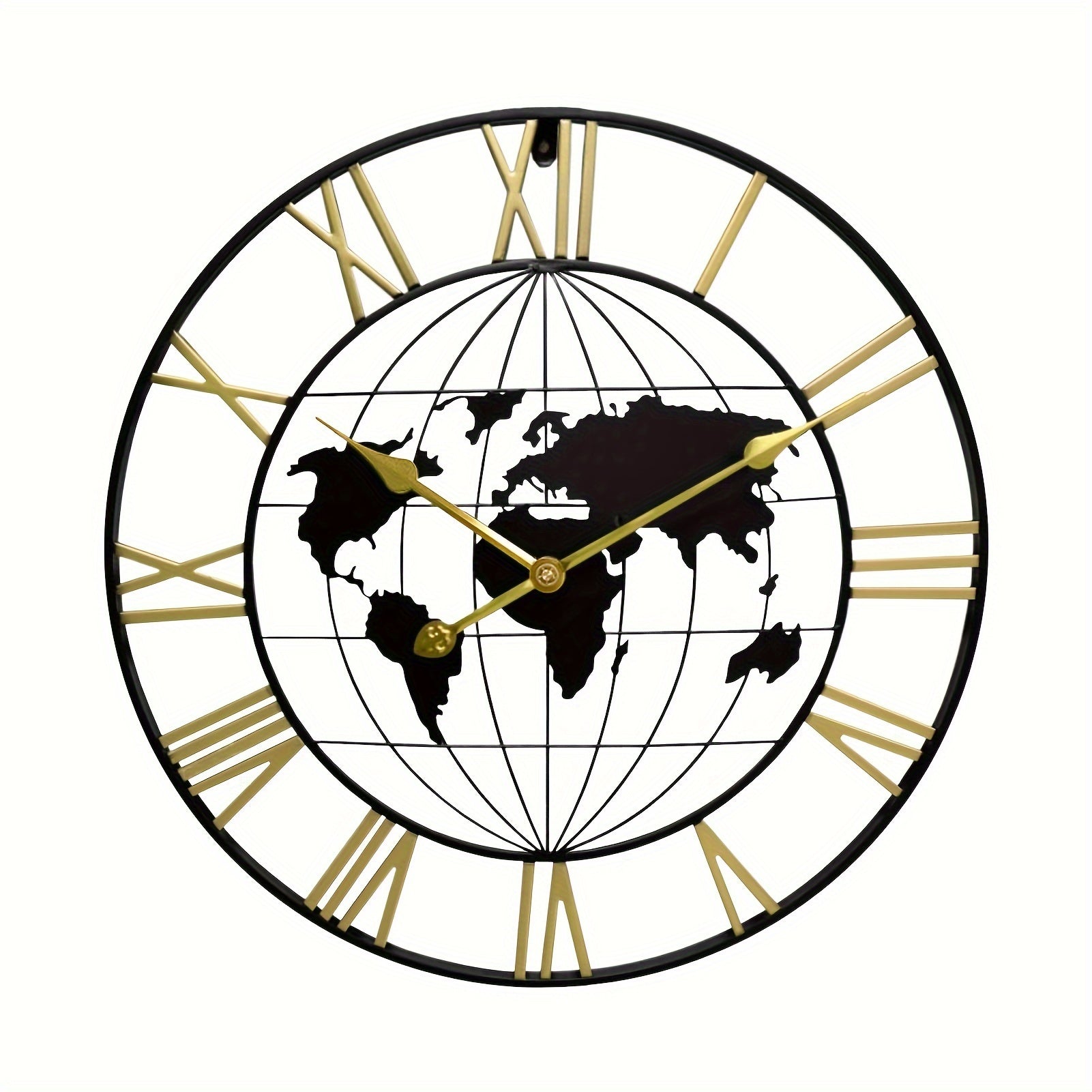 GlobeMaster wereldkaart wandklok | Stijlvolle grote klok van metaal – geruisloos ontwerp - Afbeelding 8