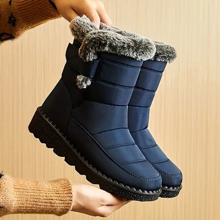 Gevoerde dames winterlaarzen met faux fur kraag | waterdicht en warm