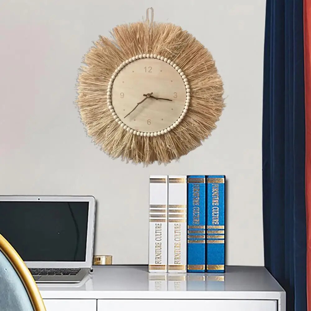 HarvestAura – Luxe stro wandklok met natuurlijke charme - Afbeelding 2