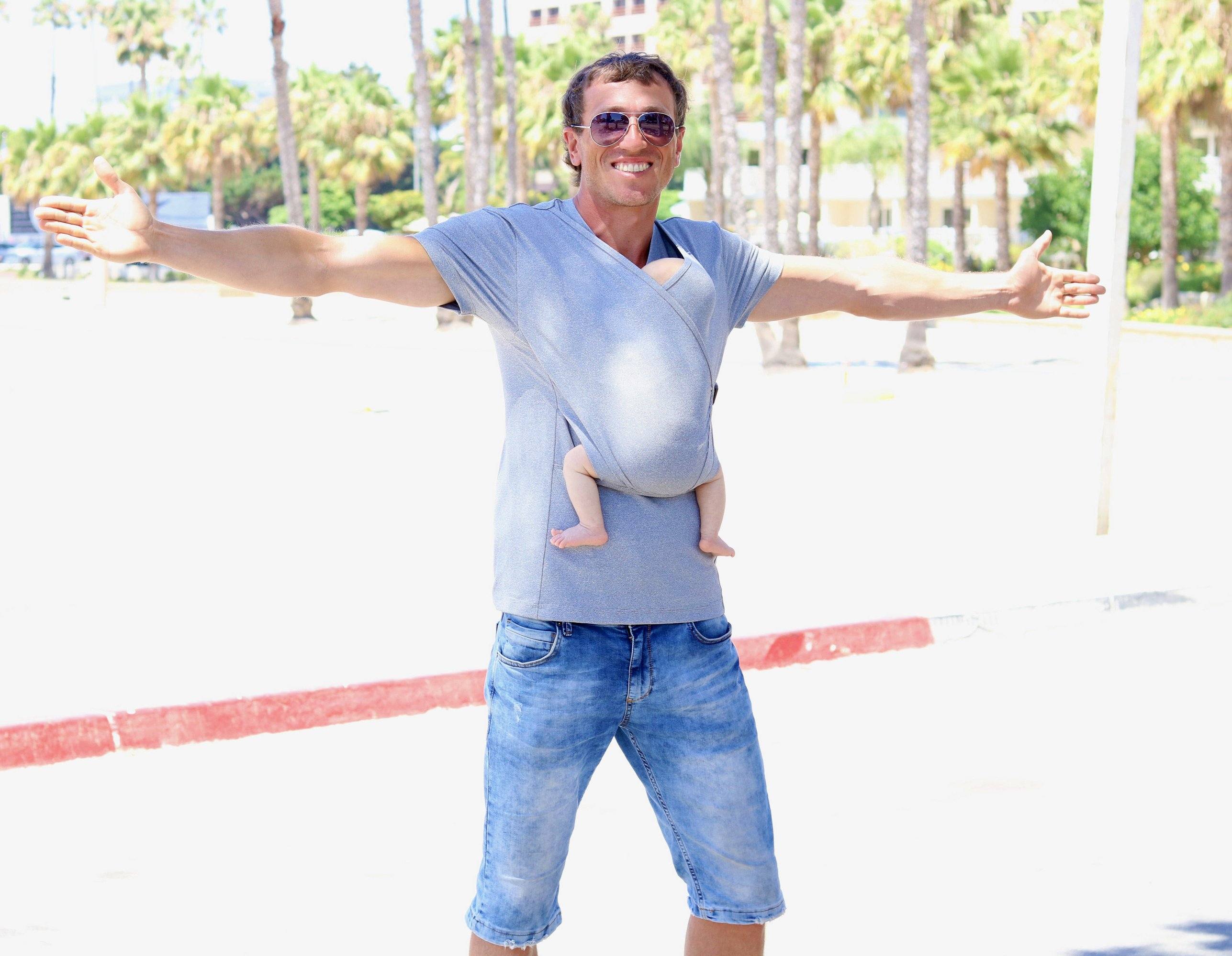 Grijze babydraagshirt voor mannen - Afbeelding 4