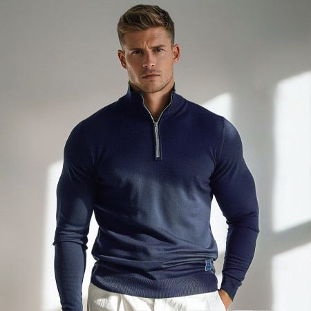 Logan – effen half-zip trui voor heren