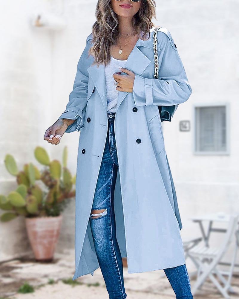 Nova | Effen trenchcoat met reverskraag en klassiek design - Afbeelding 10