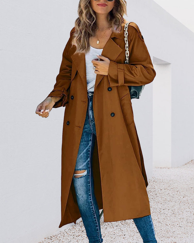 Nova | Effen trenchcoat met reverskraag en klassiek design - Afbeelding 11