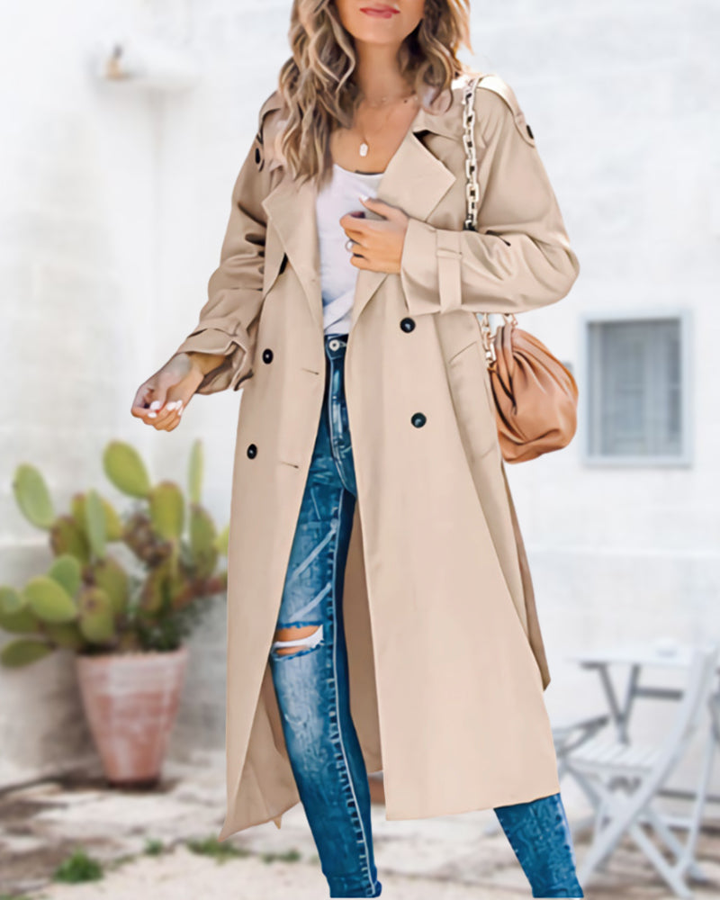 Nova | Effen trenchcoat met reverskraag en klassiek design - Afbeelding 4